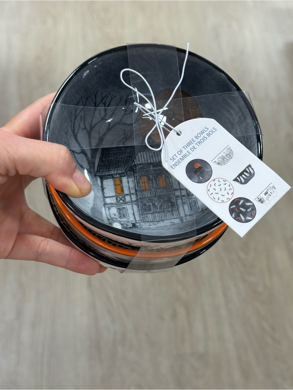 Primark Halloween Ceramic Bowls in Black & White with Orange Trim(6 bowls total) - Picture 5 of 8
